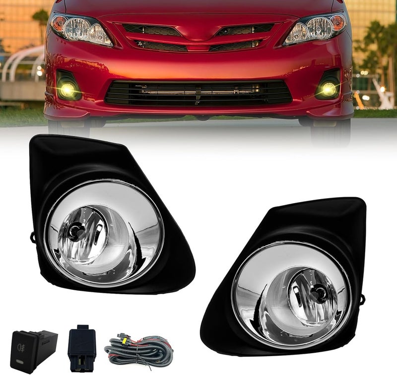 BOXLIGHT Fog Lights Fit For Corolla 2011 2012 2013 Fog Lamps Assembly 2PCS With Chrome Bezels Switch and Wiring Kit - Image 1